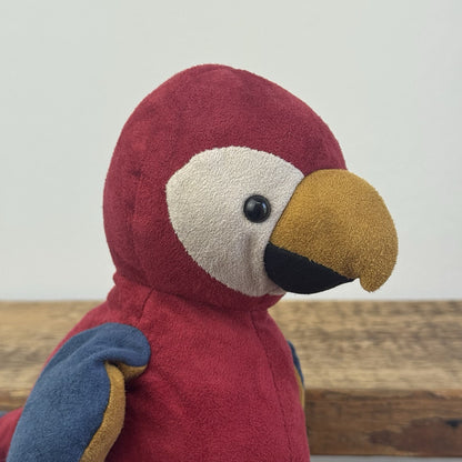 Jellycat Belby Parrot - Retired Velour Bird Plush Parrot Push Red/Blue 10"