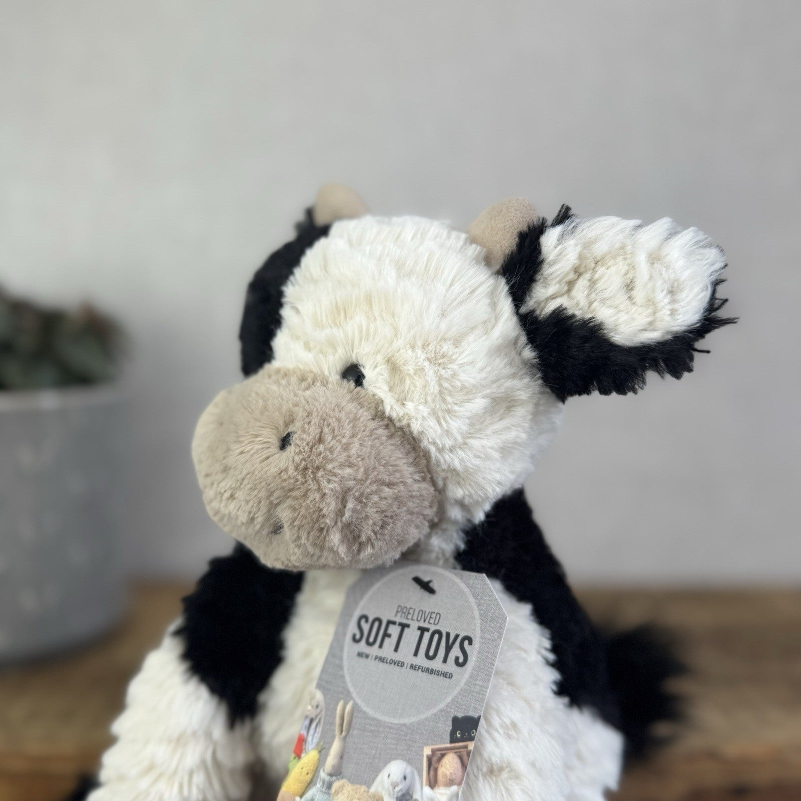 Jellycat Medium Fuddlewuddle Cow - Calf Sitting Textured Retired Toy Beanie 9"