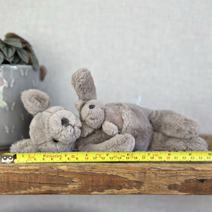 Jellycat Small Kara Kangaroo - Small Grey Kangeroo & Baby Joey 9" Rare
