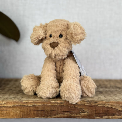 Jellycat Small Fuddlewuddle Puppy - Small Sitting Textured Honey Dog Retired 6"