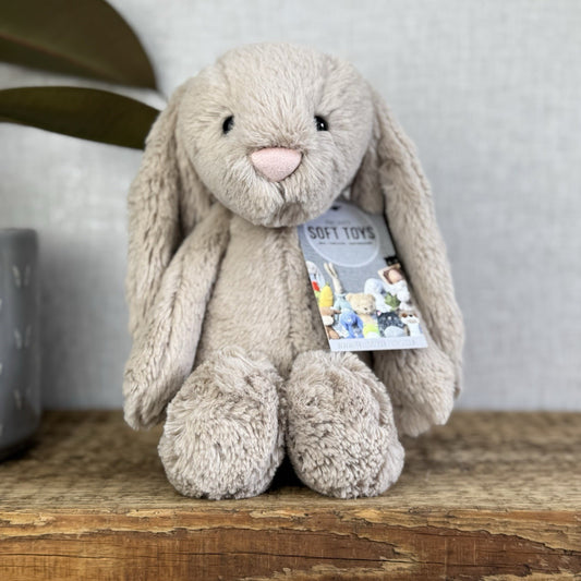 Jellycat Medium Bashful Beige Bunny - Light Brown Bunny Soft Toy Beanie 12” NWOT