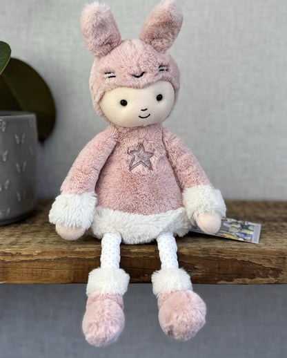 Jellycat Perky Bunny Hop - Pink Rabbit Doll Soft Toy Baby Pink Beanie Rare 12”