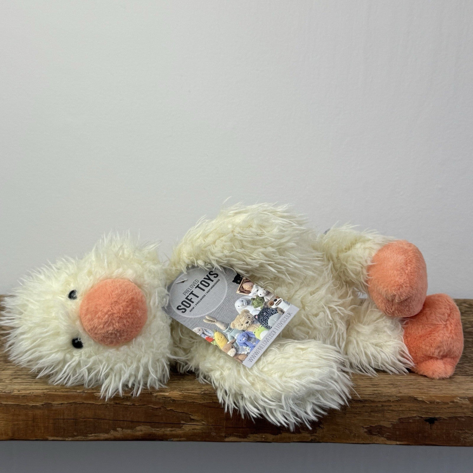 Jellycat Angora Duck - Rare Indigo Exclusive Fluffy Cream Duck Medium 12"