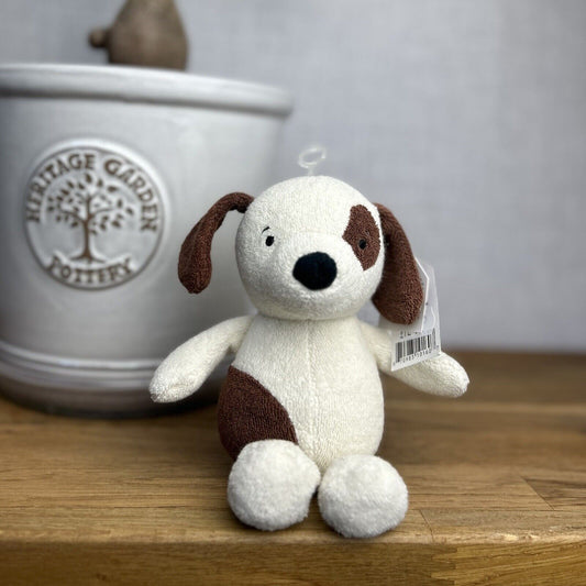 Jellycat Rumpus Puppy Dog Rattle Comforter Soft Brown Cream Plush Beanie - NEW