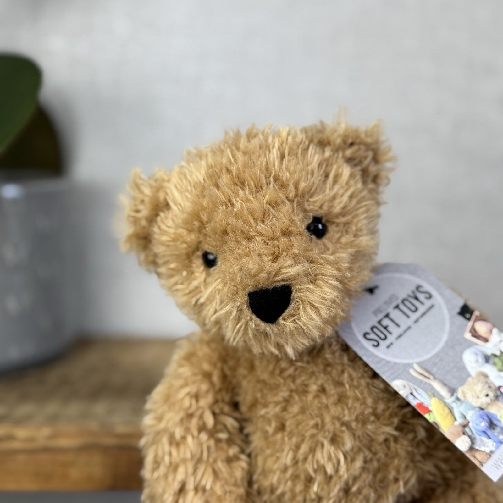 Jellycat Small Theodore Bear - Curly Brown Bear Beanie Plush Cute Retired 10"