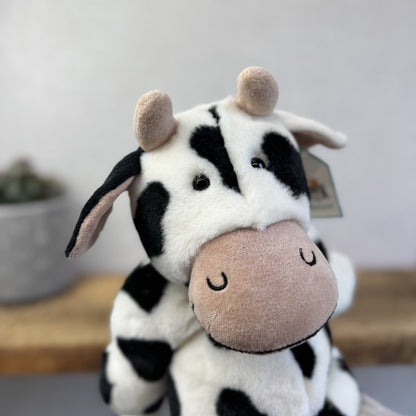 Jellycat Medium Squidgy Black & White Cow - Beanie Cow Vintage Rare With Tags