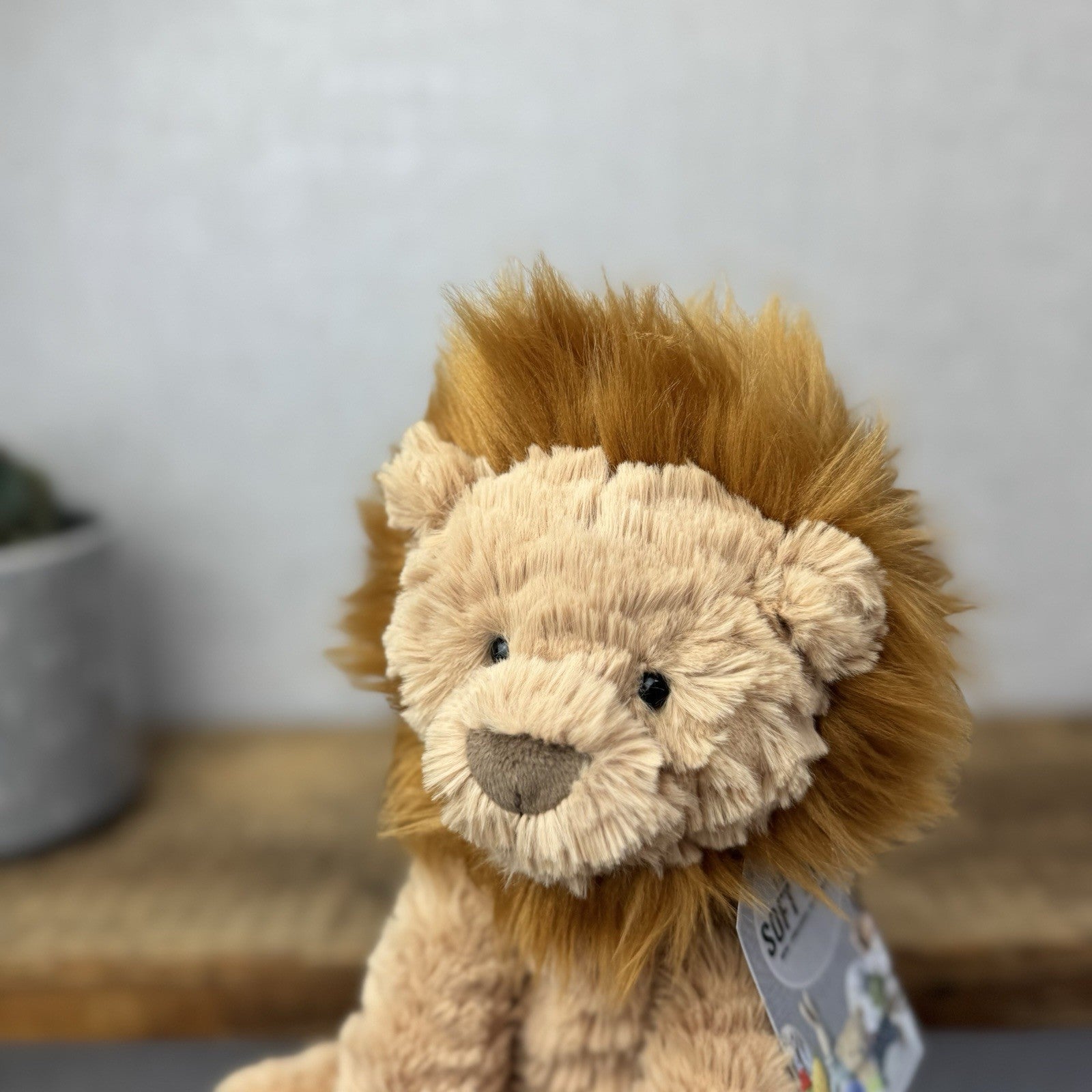 Jellycat Medium Fuddlewuddle Lion - Textured Sitting Lion Beanie Soft Toy 9”