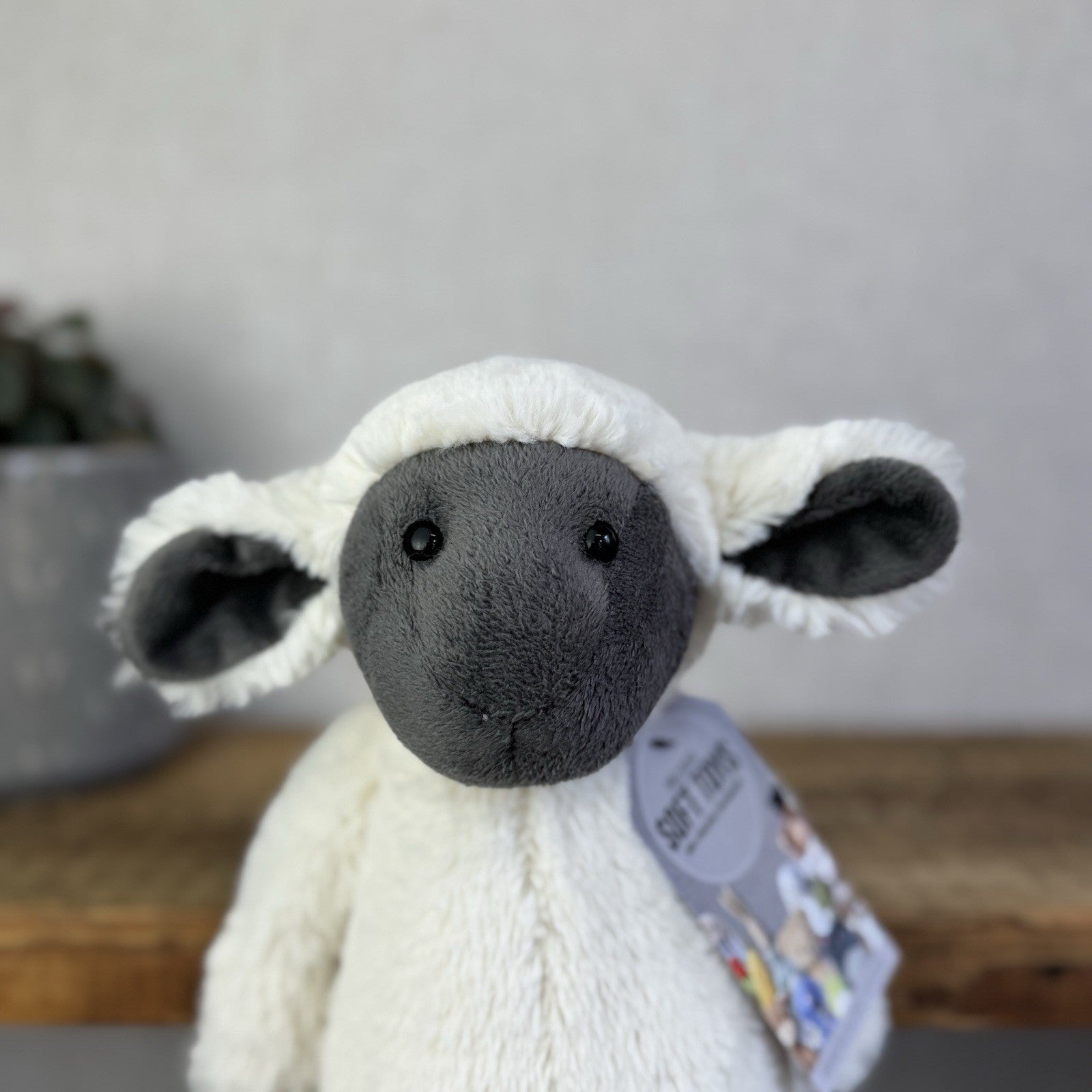 Jellycat Medium Bashful Grey Face Lamb - Medium Cream Lamb Beanie Plush 12"