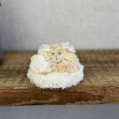 Jellycat Furry Curlikitty Natural/Beige - Tiny Cat Fluffy Vintage Beanie 4”