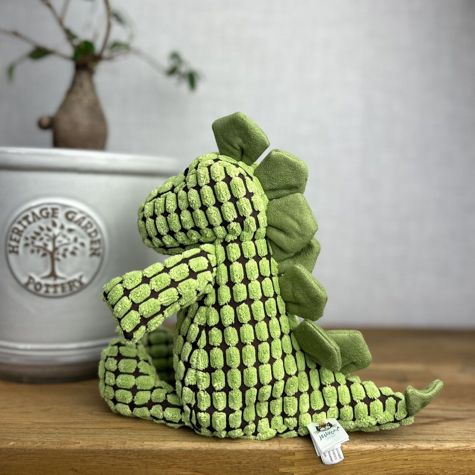Jellycat Doppy Dino - Cordy Dino Small - Black & Green 10” (version 2)