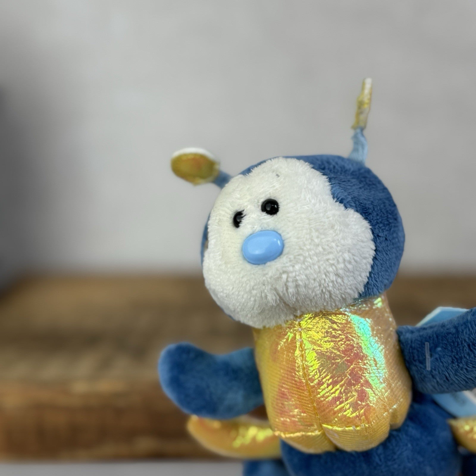 Blue Nose Friends Ramble #100 - Mini Blue/Yellow Striped Centipede Soft Toy 5"