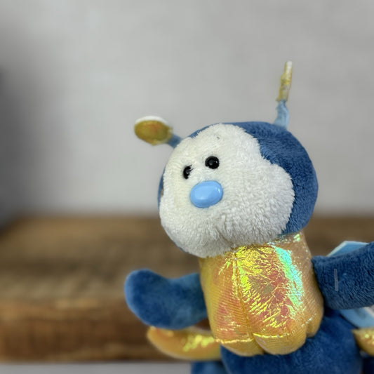 Blue Nose Friends Ramble #100 - Mini Blue/Yellow Striped Centipede Soft Toy 5"