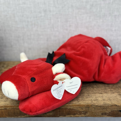 TY Pillow Pals Collection 1997 - Red Floppy Cow Pillow Plush Collectible 14"
