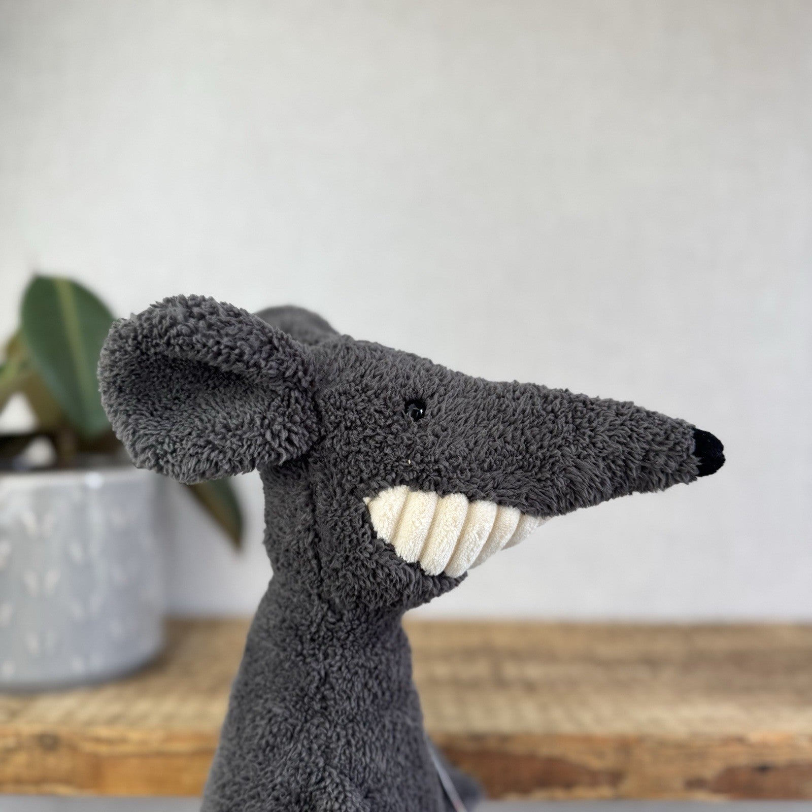 Jellycat Medium Toothy Rat - Large Black/Grey Rodent Smiling Rare Retired 16”