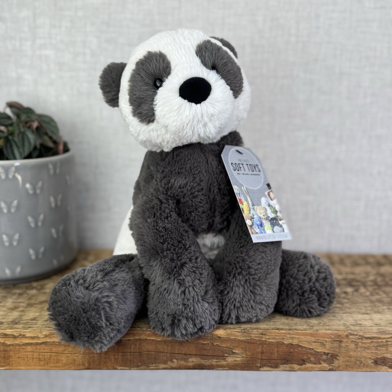Jellycat Medium Huggady Panda - Floppy Panda Beanie Plush Soft Toy Retired 10"