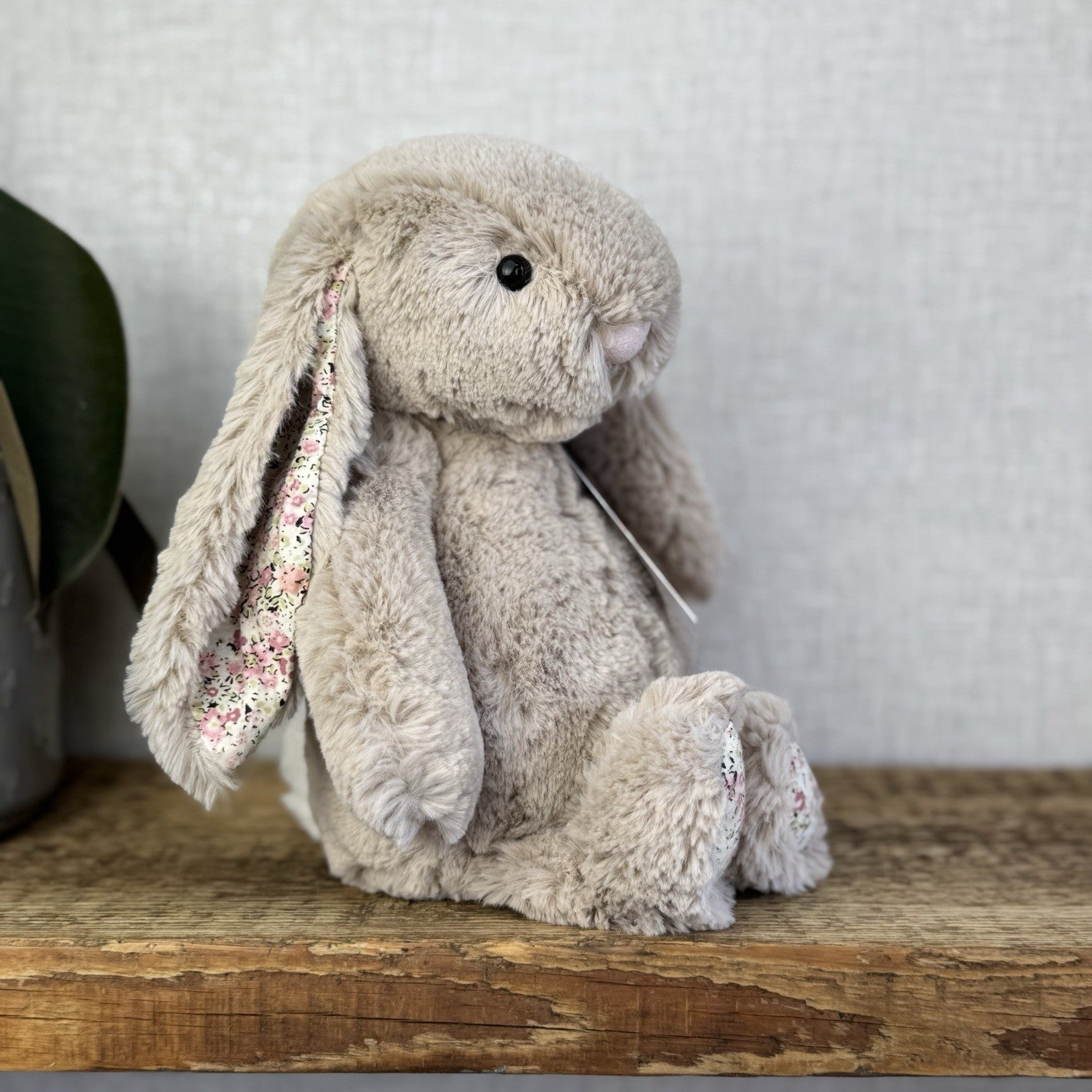 Jellycat Medium Bashful Bea Bunny - Beige Bunny With Floral Ears/feet Medium 12"