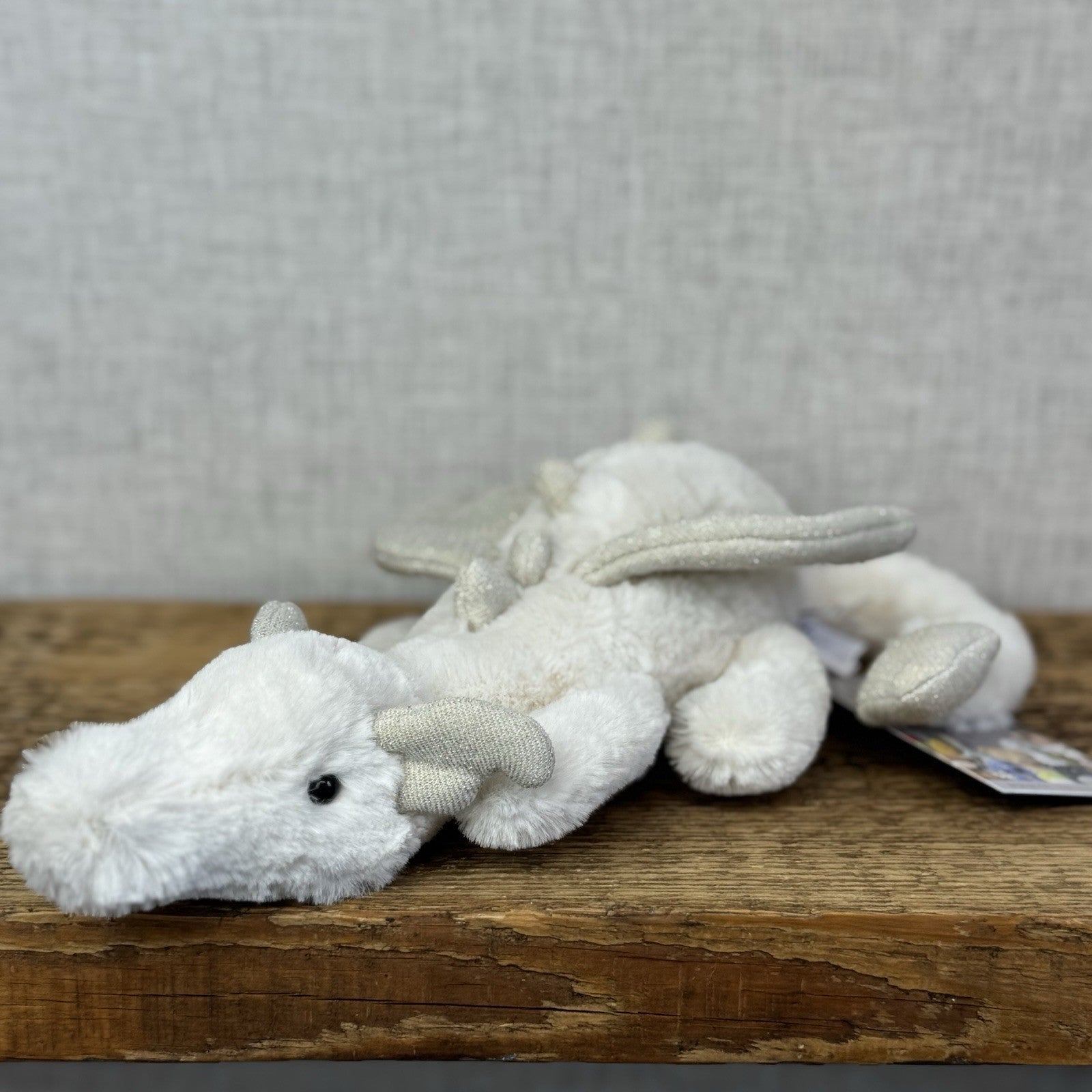 Jellycat Little Snow Dragon - White/Glitter Beanie Small Dragon Retired 11”