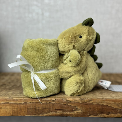 Jellycat Green Bashful Dinosaur Blanket - Colder Blanket Soft Soother Retired
