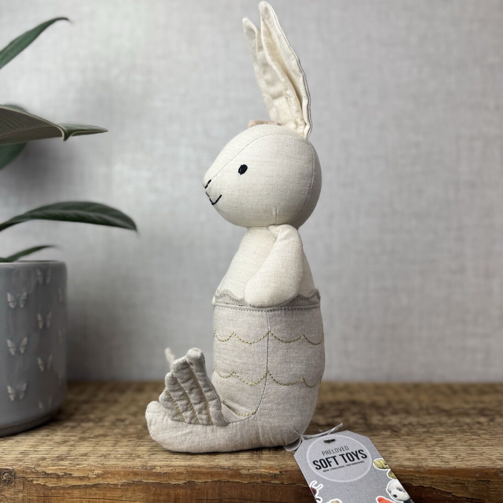 Jellycat Cream MerBunny - Mermaid Bunny Linen Beanie Plush Medium Soft Toy 12"