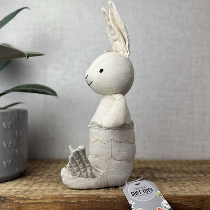 Jellycat Cream MerBunny - Mermaid Bunny Linen Beanie Plush Medium Soft Toy 12"