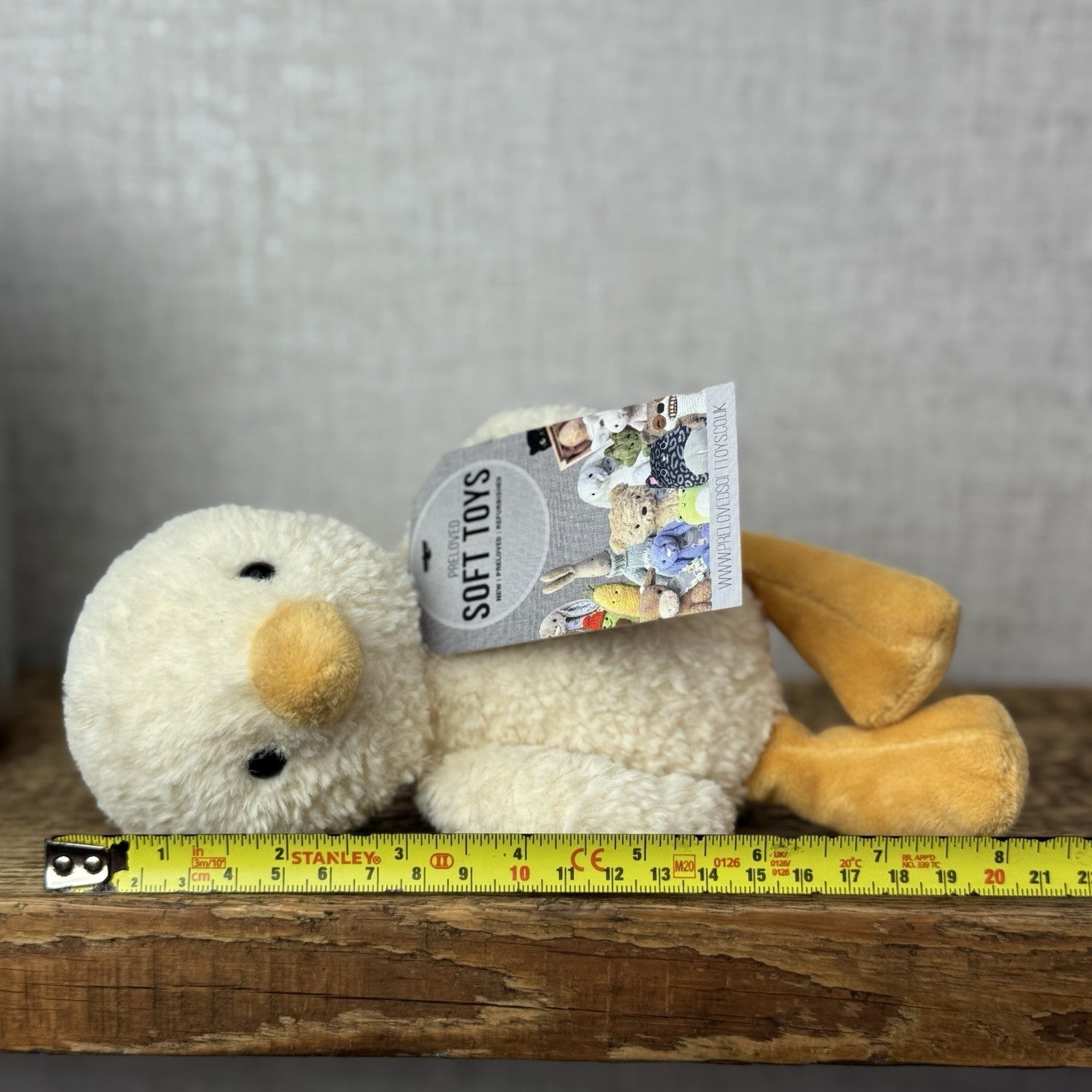 Jellycat Tumbletuft Duck - Small Pale Yellow Textured Duck Beanie Plush NWOT 8"
