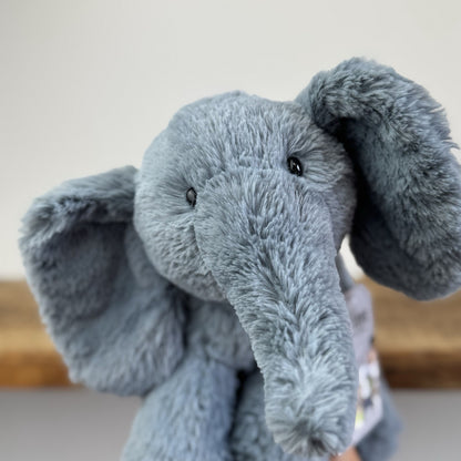 Jellycat Medium Huggady Elephant - Blue Beanie Elephant Rare/Retired 11"