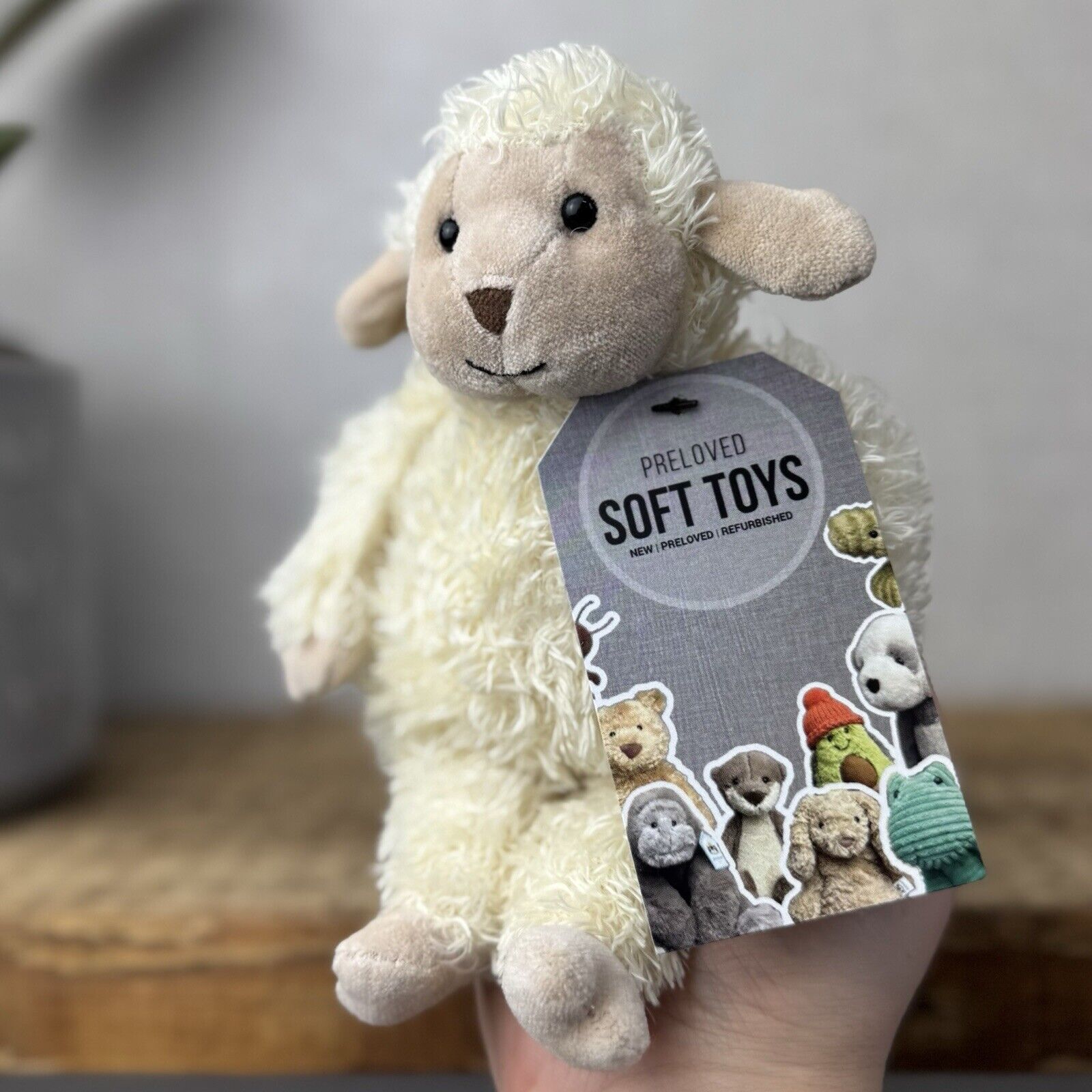 Jellycat Bunglie Tot Lamb / Sheep Small 7” - Beanie Lamb Plush Retired Rare NWOT