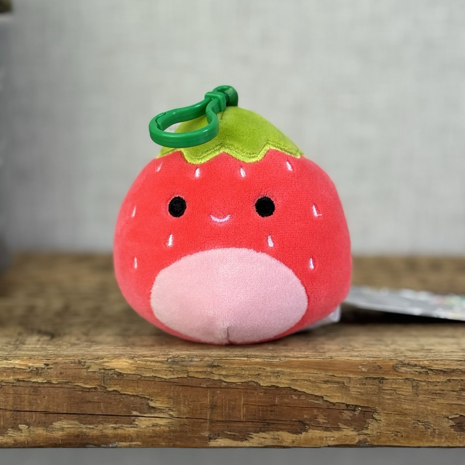 Squishmallow Strawberry Clip Plush Keyring - Scarlet Strawberry Clip 4"