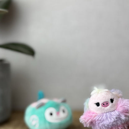 Squishmallow Squishville Elda Ostrich & Vehicle - Pink Fluffy Bird Tiny Soft 2"