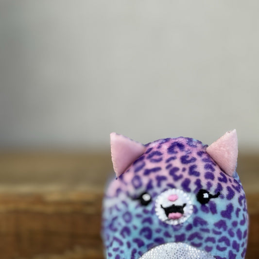 Squishmallow Squishville Kat The Leopard - Purple Glittery Leopard Mini Tiny 2”