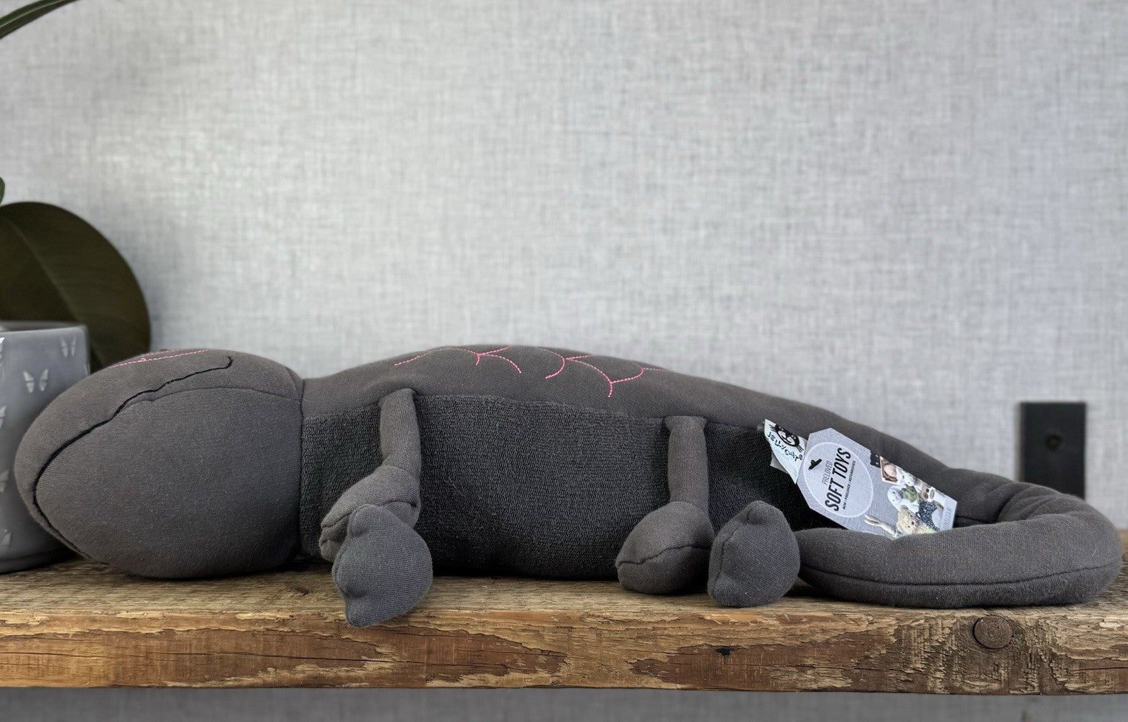 Jellycat Zaggy Chameleon - Green Chameleon Soft Toy Beanie Large Grey/Pink 19”