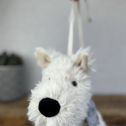 Jellycat Munro Scottie White Westie Dog Bag Soft White Dog Bag Plush 12"