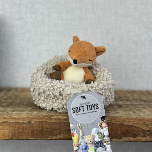 Jellycat Hibernating Fox - Tiny Fox In A Beanbag Nest Wildlife Plush Rare 5"