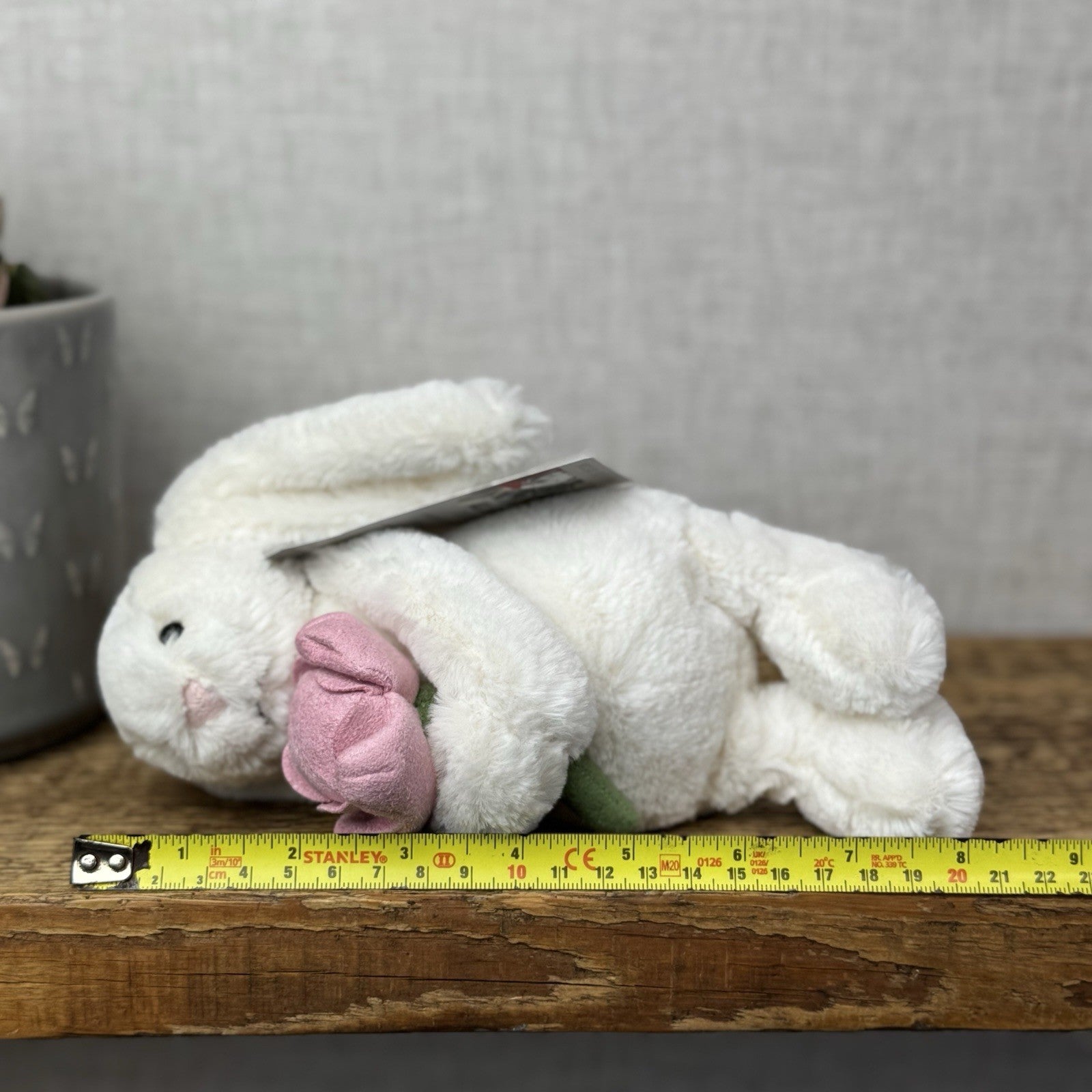 Jellycat Small Bashful Bunny Peony - Small Bunny With Pink Flower NWOT 8"