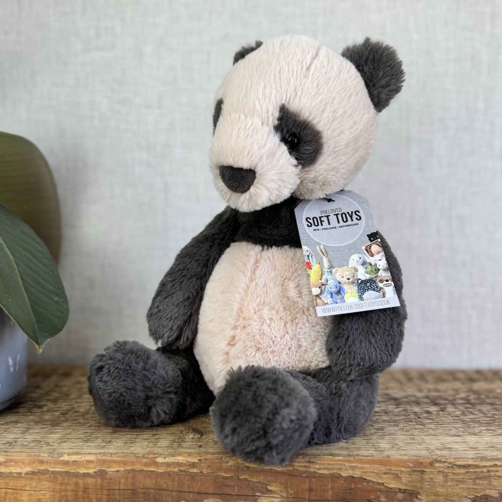 Jellycat Medium Puffles Panda - Super Soft Sitting Cream & Black Panda 13" (#2)