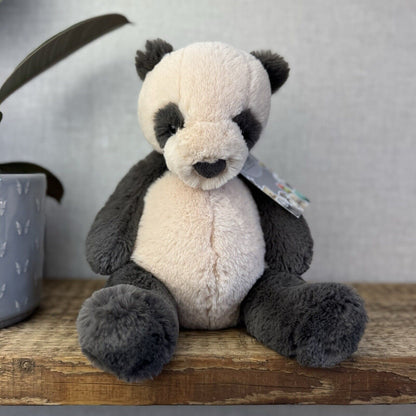 Jellycat Medium Puffles Panda - Super Soft Sitting Cream & Black Panda 13"
