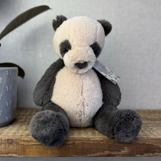 Jellycat Medium Puffles Panda - Super Soft Sitting Cream & Black Panda 13"