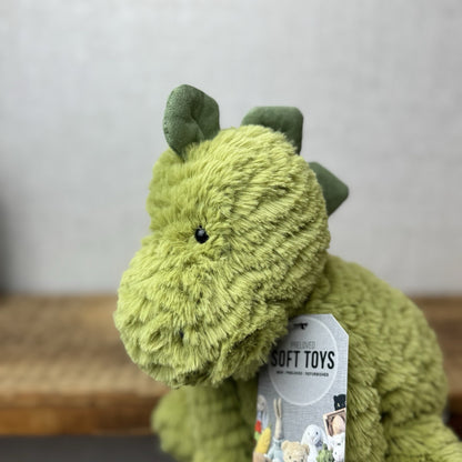 Jellycat Medium Fuddlewuddle Dinosaur - Green Sitting Textured Dinosaur Soft Toy