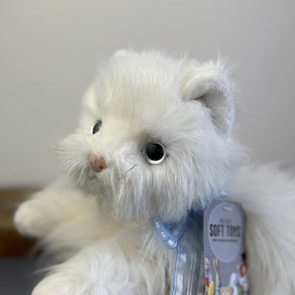 Ty Classic “Sugar” White Persian Cat Blue Bow Long Haired Soft Plush Toy 2002