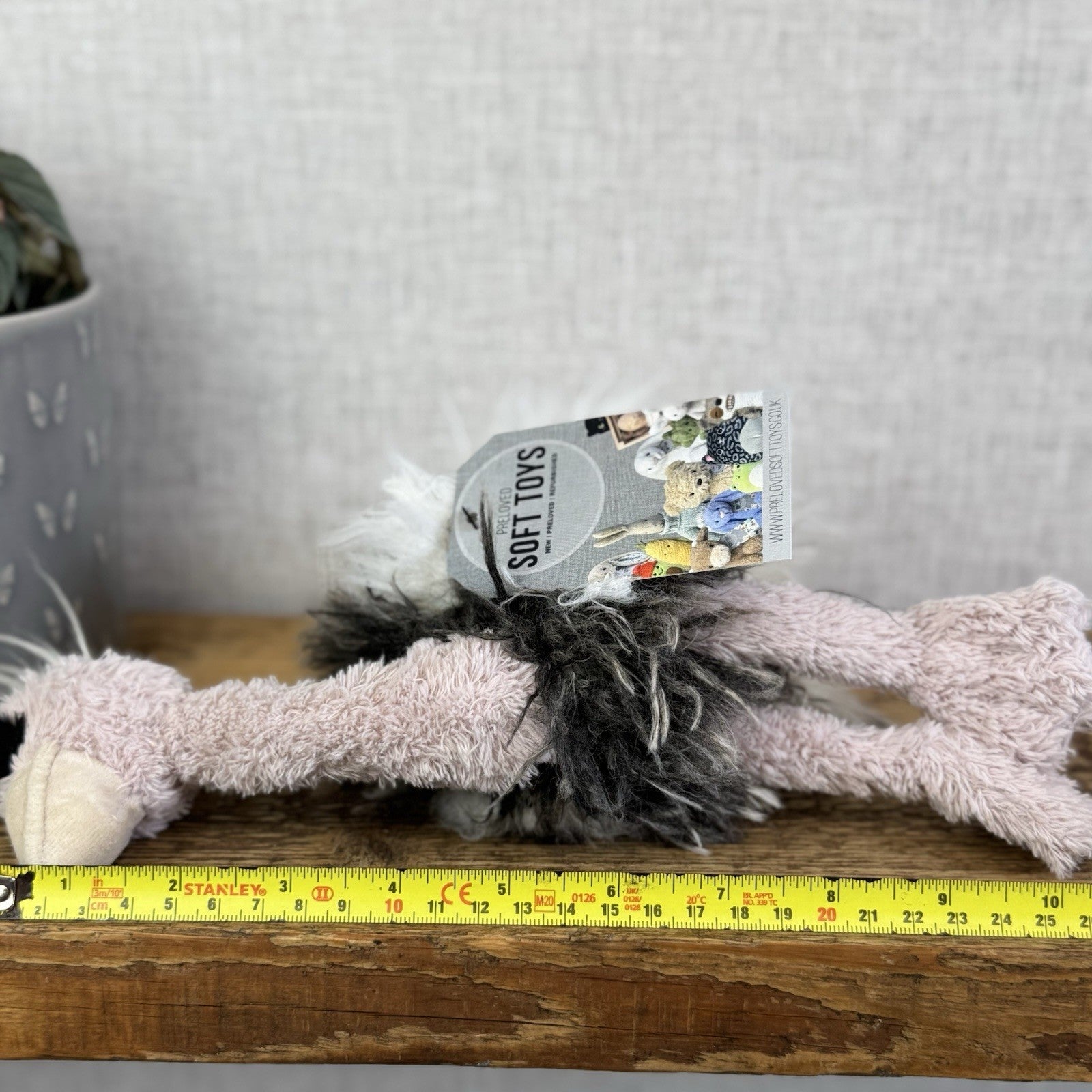 Jellycat Small Orla Ostrich - Fluffy Pink/Grey Mix Beanie Bird Toy 10”