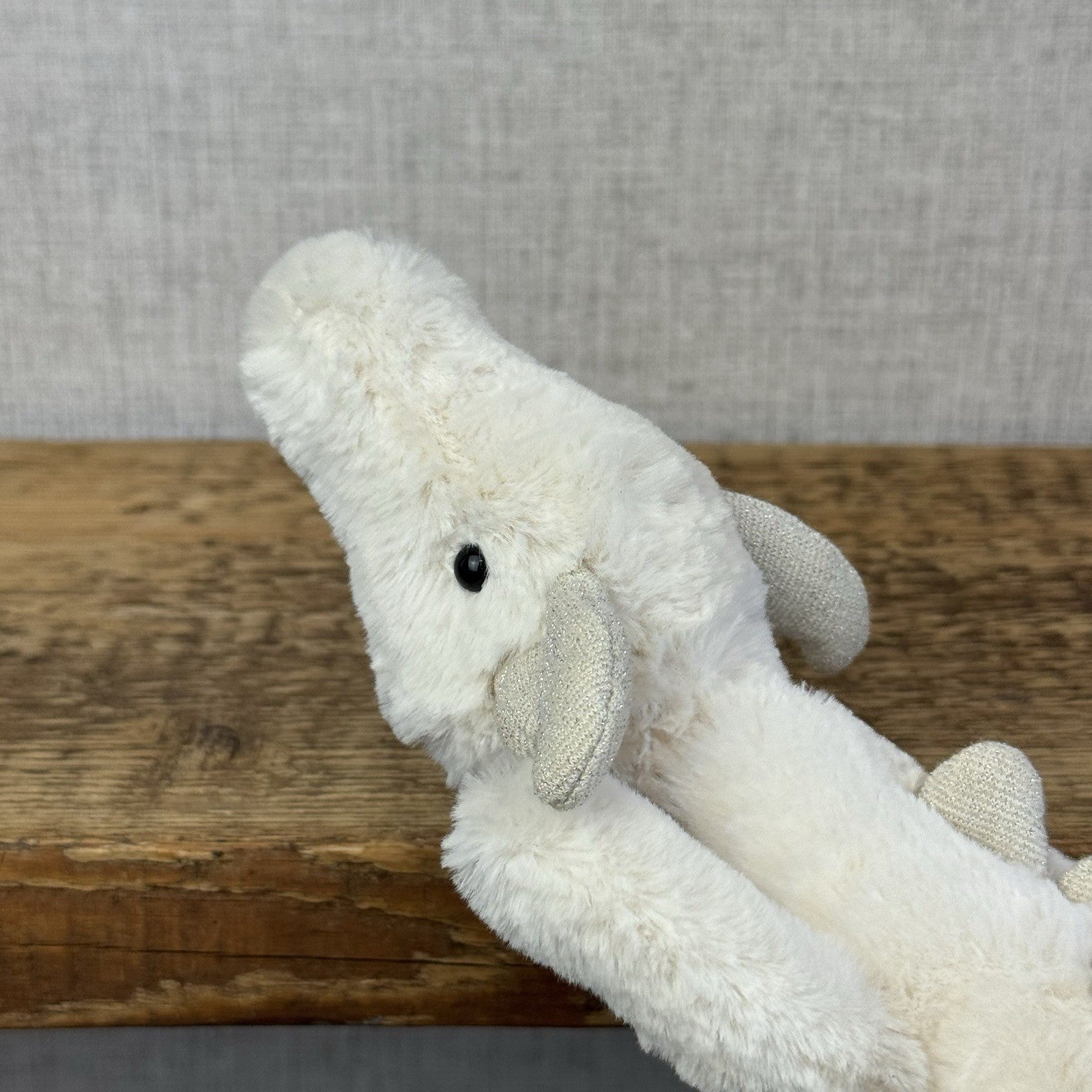 Jellycat Little Snow Dragon - White/Glitter Beanie Small Dragon Retired 11”