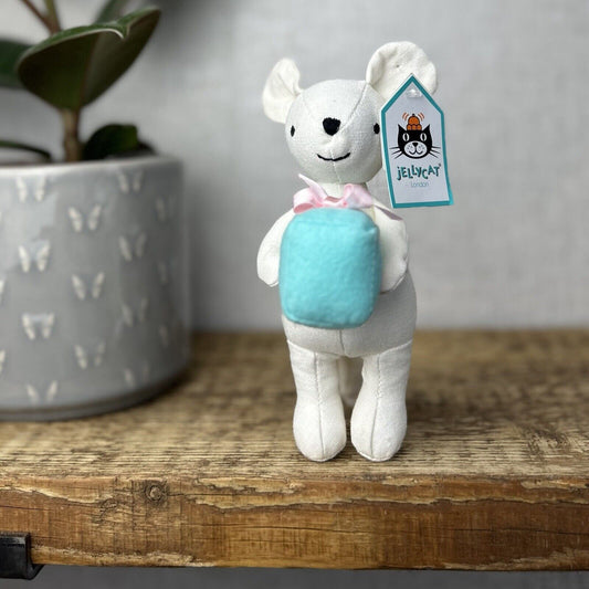 Jellycat Mini Messenger Mouse - Mouse With A Present - Mouse Tiny White - NEW
