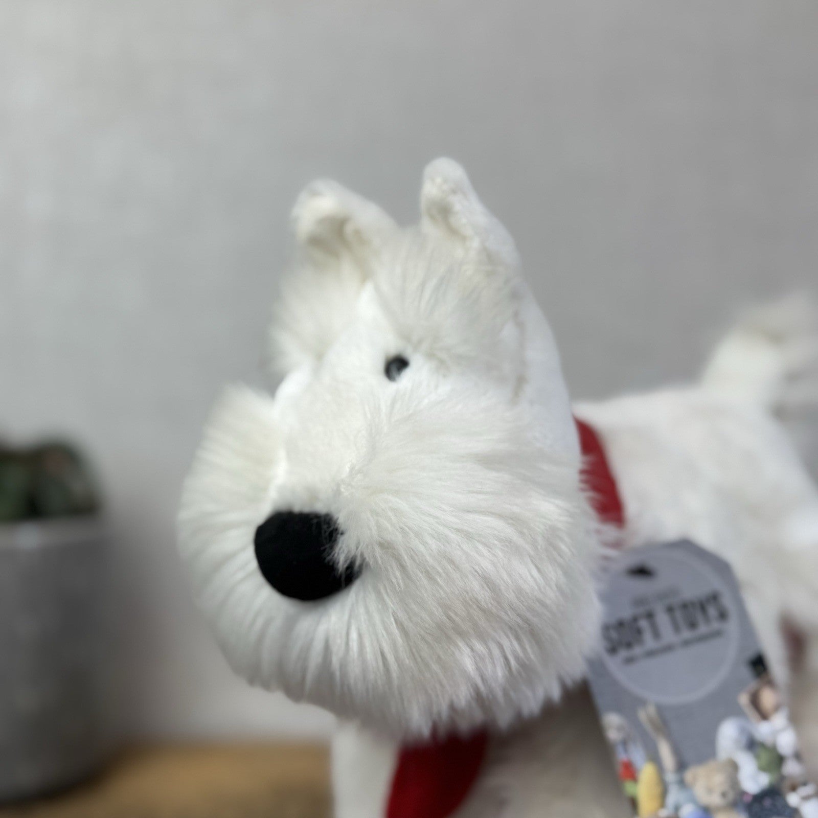 Jellycat X John Lewis Collab - Christmas Terrier Beanie Soft Toy Puppy Westie 8"