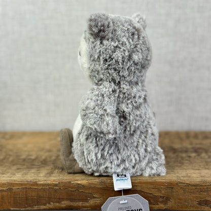 Jellycat Barney Owl Chick - Beige/grey Mix Texture Fur Beanie Rare Retired 8"