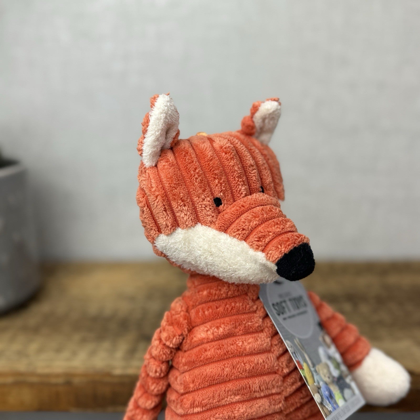 Jellycat Baby Cordy Roy Fox Soft Toy Beanie - Red Fox Corduroy Plush Beanie 12"