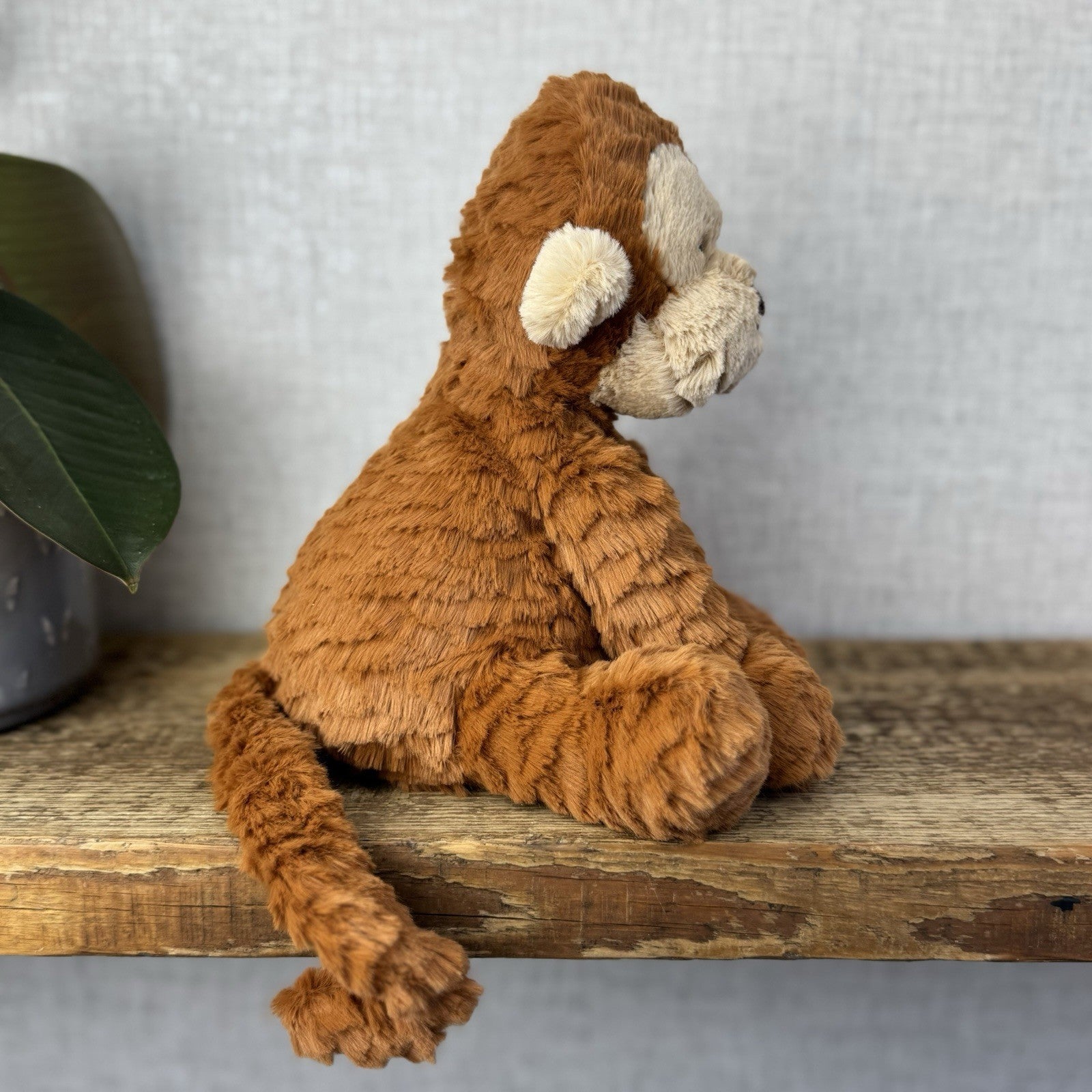 Jellycat Fuddlewuddle Monkey - Rust Brown Monkey Textured Beanie Soft Toy 9"