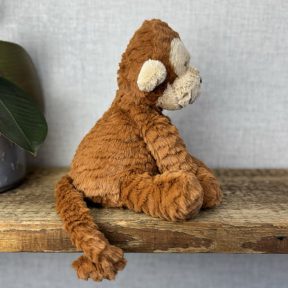 Jellycat Fuddlewuddle Monkey - Rust Brown Monkey Textured Beanie Soft Toy 9"