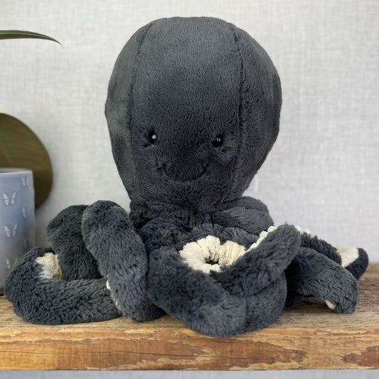 Jellycat Inky Octopus - Large Black Octopus Beanie Rare Retired Collectible 16"