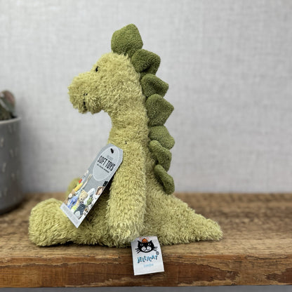 Jellycat Dippy Dinosaur - Sitting Green Curly Textured Dino Plush Rare 12"