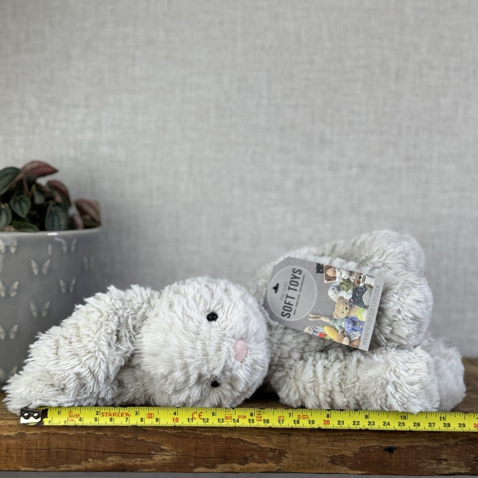 Jellycat Medium Fuddlewuddle Grey Bunny Rabbit - Texture Sitting Bunny 9” Rare